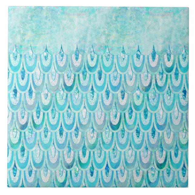 Carreau La sirène brillante turquoise bleue mesure des (Devant)