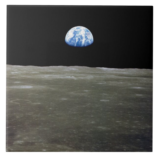 Carreau La Terre de Lune dans l'espace noir (Devant)