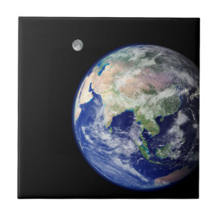 Carreau La terre et lune de l'espace