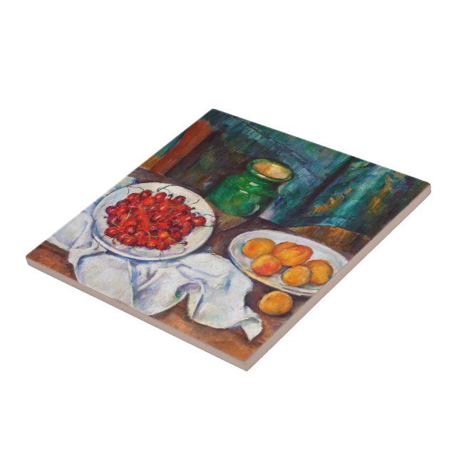 Carreau La vie de Paul Cezanne toujours avec des cerises (Côté)