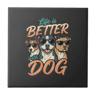 Carreau La vie est meilleure avec le vecteur de chien