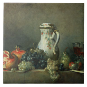 Carreau La vie toujours avec des raisins et les grenades,