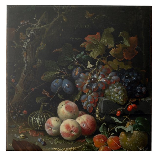 Carreau La vie toujours avec le fruit, le feuillage et les (Devant)
