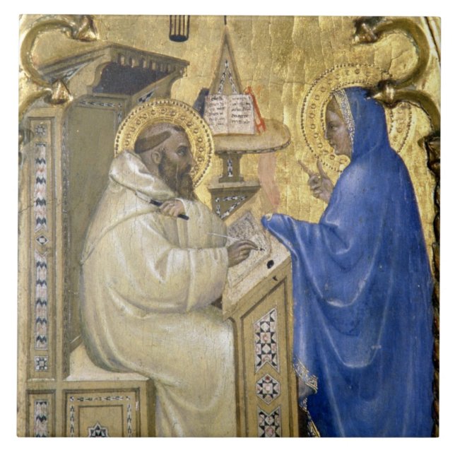 Carreau La Vierge apparaissant à St Bernard, détail d'a (Devant)