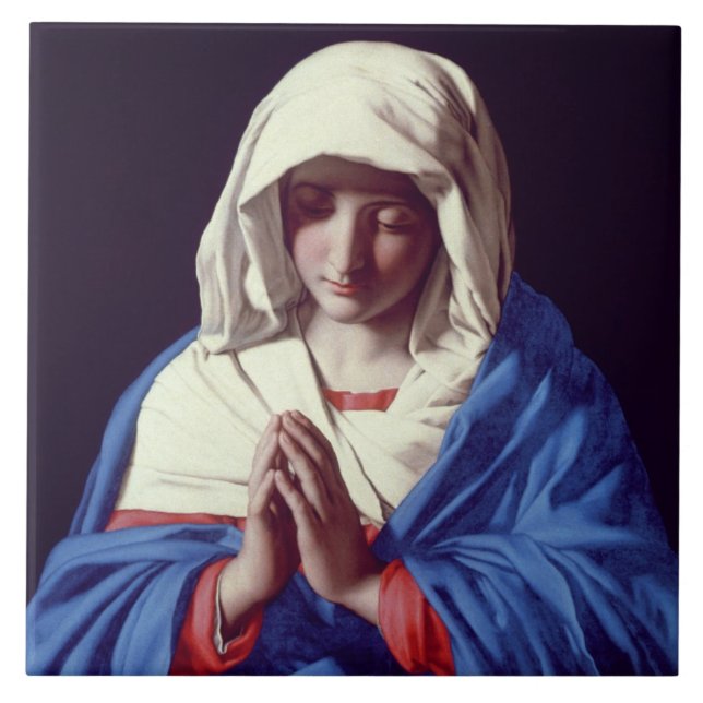 Carreau La Vierge dans la prière, 1640-50 (huile sur la (Devant)
