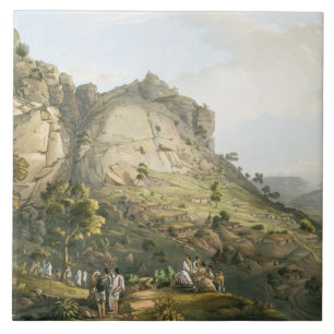 Carreau La ville d'Abha dans Abyssinia, gravée par J. Blu