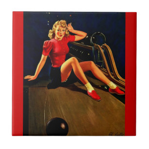 Carreau La Vintage fille de l'équipe de bowling Retro Al 