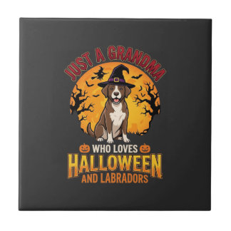 Carreau Labrador Halloween Grand-mère Conception de chien_