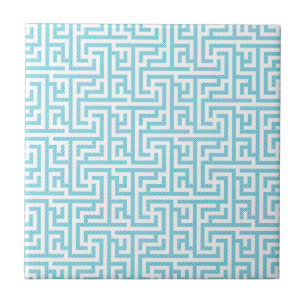 Carreau Labyrinthe bleu clair et blanc