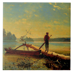 Carreau Lac Adirondack, tableau de Winslow Homer,