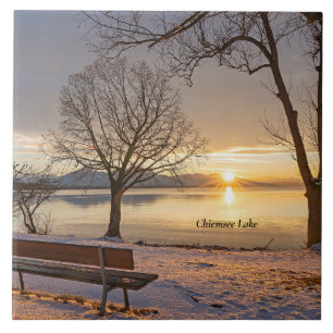 Carreau Lac Chiemsee, coucher du soleil,