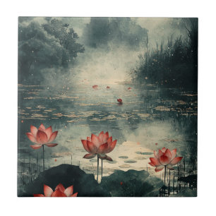 Carreau Lac de lotus au clair de lune (2)