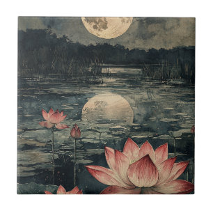 Carreau Lac de lotus au clair de lune (4)