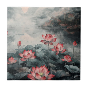 Carreau Lac de lotus au clair de lune (5)