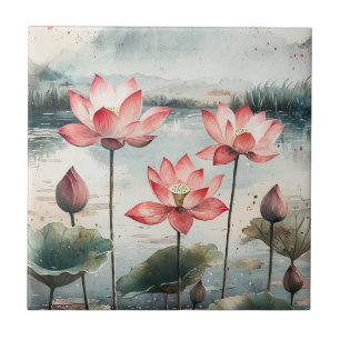 Carreau Lac de lotus au clair de lune (7)