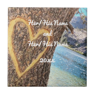Carreau Lac Tahoe Blue Water Tree Heart Love