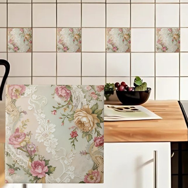 Carreau Laces vintages et Roses (Créateur téléchargé)