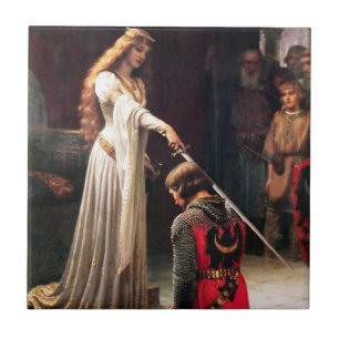 Carreau « L'Acolade » Peinture médiévale d'Edmund Blair L