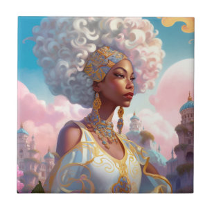 Carreau Lady In Surreal World Art Africain Américain