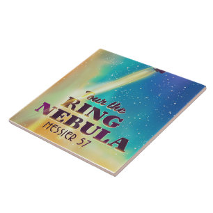 Carreau L'affiche de voyage spatial de la Nebula anneaux (