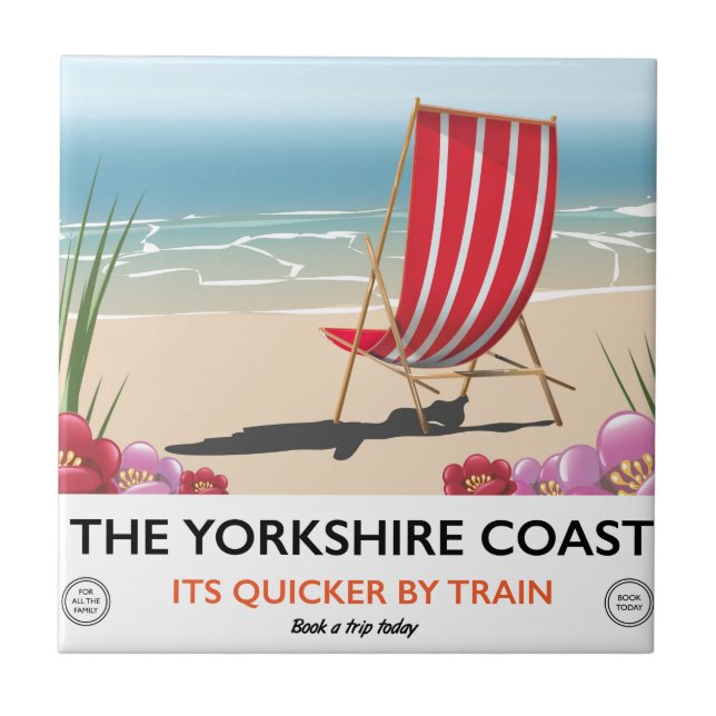 Carreau L'affiche vintage de la côte du Yorkshire au bord  (Devant)