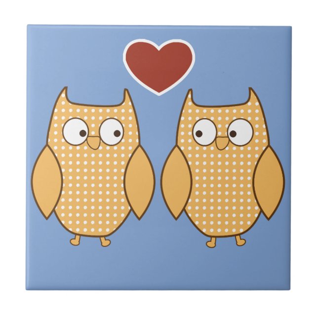 Carreau L'amour du coeur du hibou (Devant)
