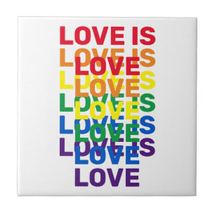 Carreau L'amour est amour arc-en-ciel motif de typographie