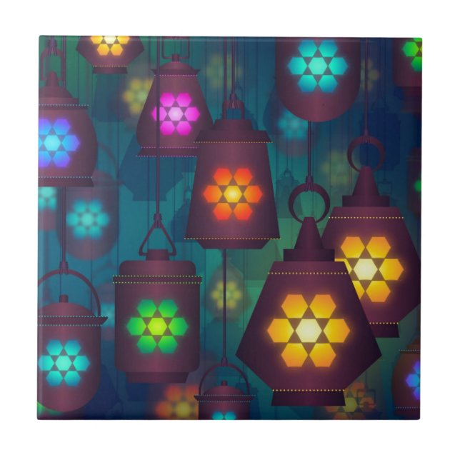 Carreau Lanternes arabes Design moyen-oriental (Devant)