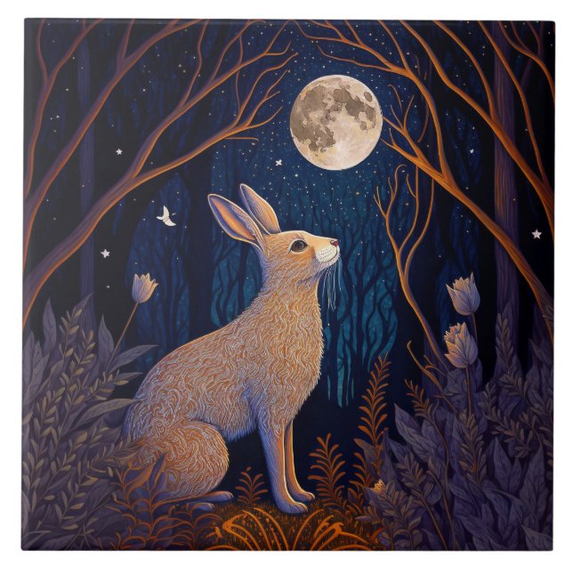 Carreau Lapin au clair de lune (Devant)