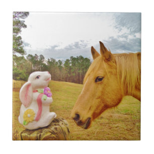 Carreau Lapin blanc et Cheval jaune