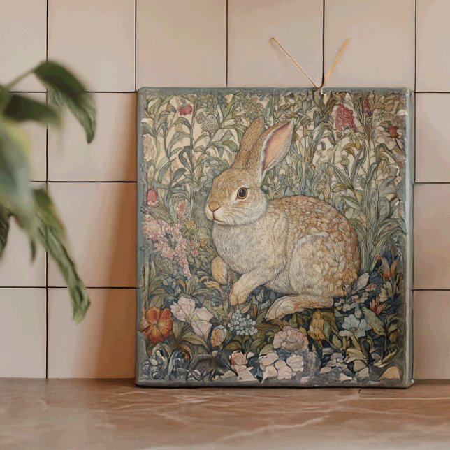 Carreau Lapin dans un jardin anglais style William Morris (Créateur téléchargé)