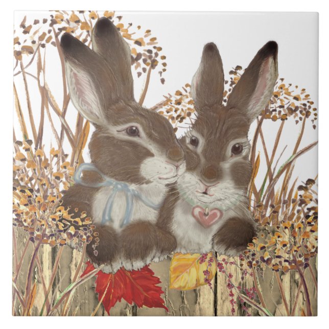 Carreau Lapin D'Automne Bunny De Lapin D'Automne Laisse De (Devant)