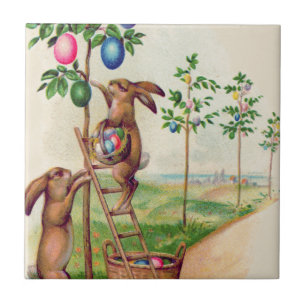 Carreau Lapin de Pâques Arbre aux œufs colorés