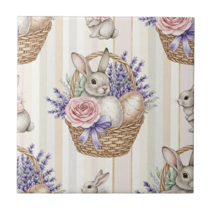 Carreau Lapin de Pâques avec motif pastel de printemps Œuf