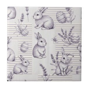 Carreau Lapin de Pâques avec Motif Pastel de Printemps Œuf
