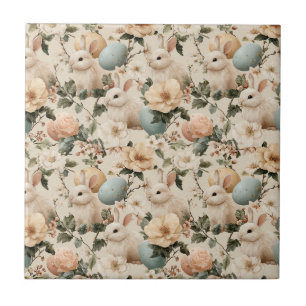 Carreau Lapin de Pâques Floral Vintage (1)
