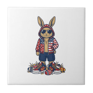 Carreau Lapin de Pâques Patriotique Chemise Vintage Vector