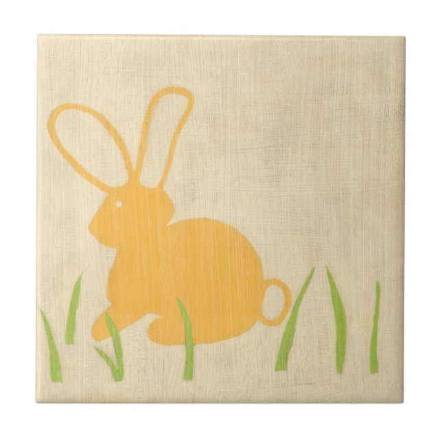 Carreau Lapin jaune et herbe verte par Chariklia Zarris (Devant)
