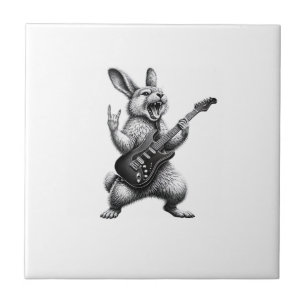 Carreau Lapin Jouant de la Guitare Rock Star Amateur de La