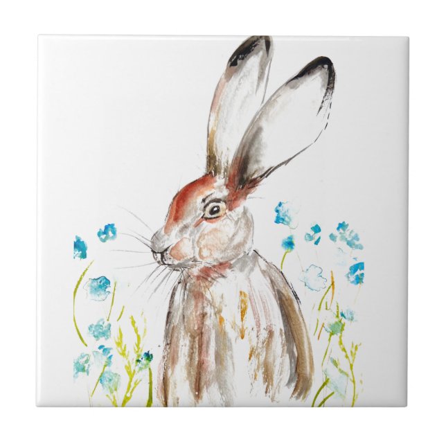 Carreau Lapin Lapin Lièvre Floral Animal Mignonne faune sa (Devant)