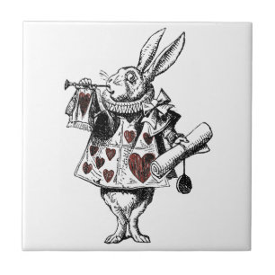 Carreau Lapins blancs des coeurs - Alice au pays des