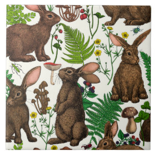 Carreau Lapins et flore boisée 4