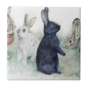 Carreau lapins vintages, pâques heureux