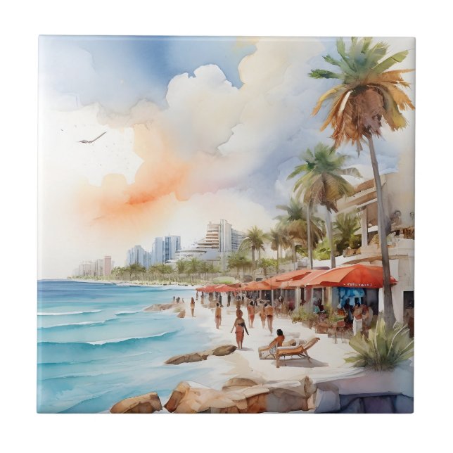 Carreau L'aquarelle de Cancun (Devant)