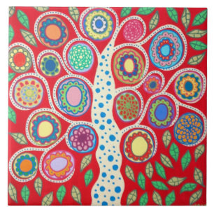 Carreau L'arbre d'art populaire de la vie mexicain couvre