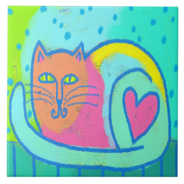 Carreau L'art Abstrait chaton adorable (Devant)