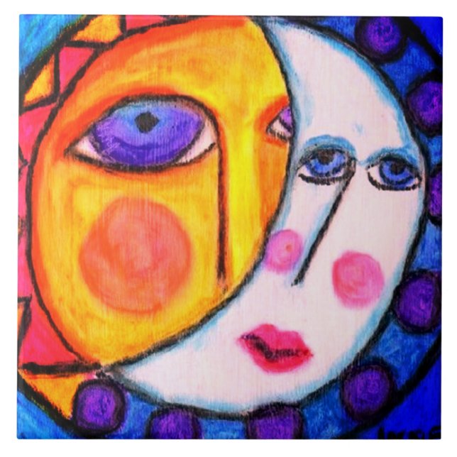 Carreau L'art Abstrait du soleil et de la lune (Devant)