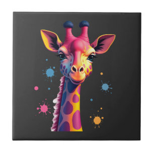 Carreau L'art animalier africain La girafe colorée pour dr