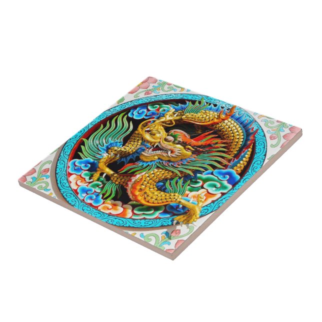 Carreau l'art Cool chinois du lotus de fleur de dragon (Côté)