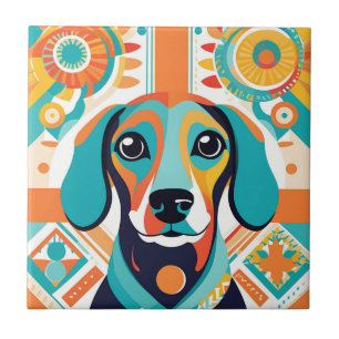 Carreau L'art de la dachshund Abstraite